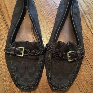 Coach brown monogrammed loafers